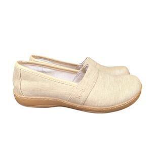 BOC Tan Beige Linen Canvas Slip-on Clog Loafers Women's‎ Size 6 Gorpcore Comfort